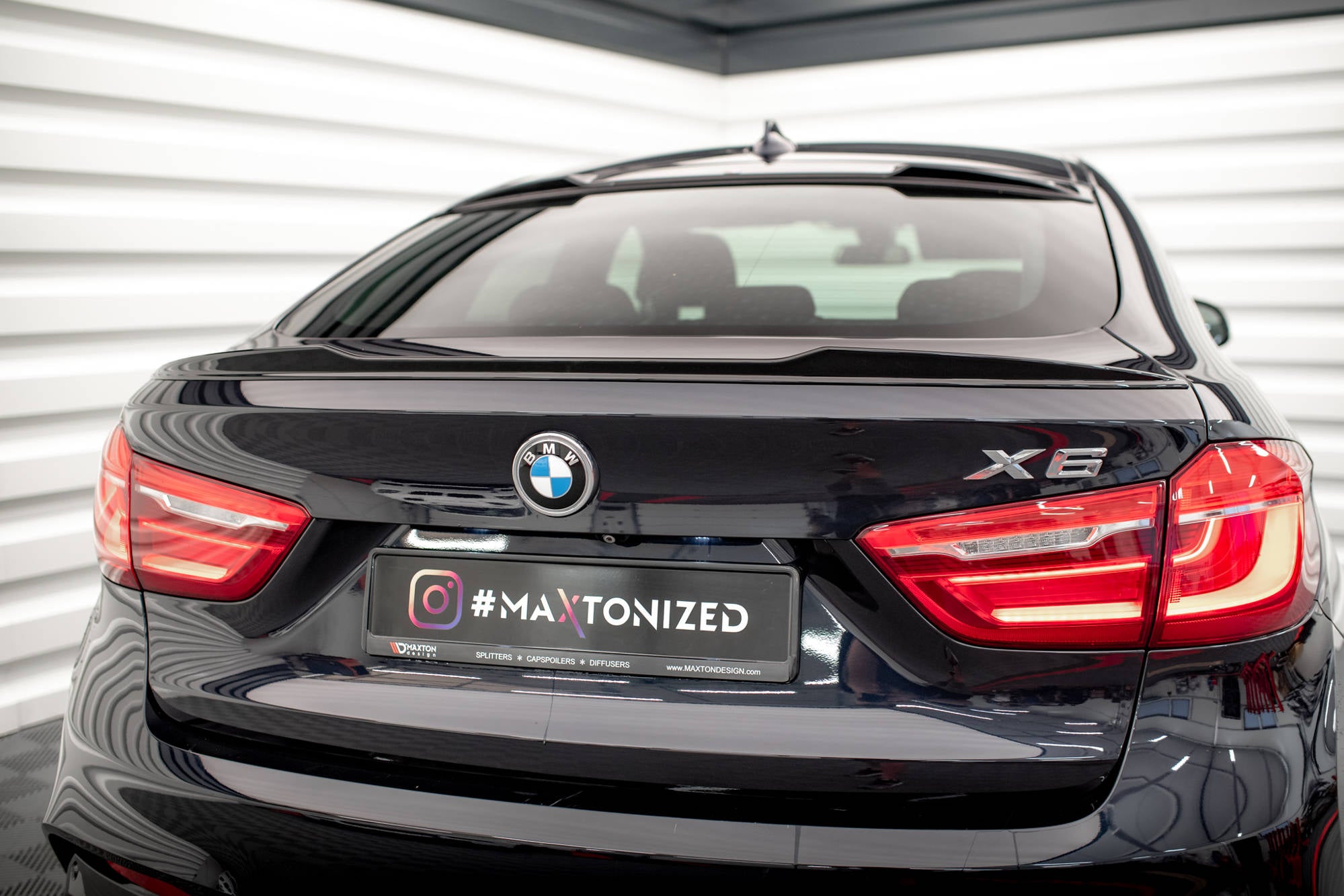 Maxton Design Spoiler CAP 3D passend für V.1 BMW X6 F16 M-Paket / X6 M F86 schwarz Hochglanz