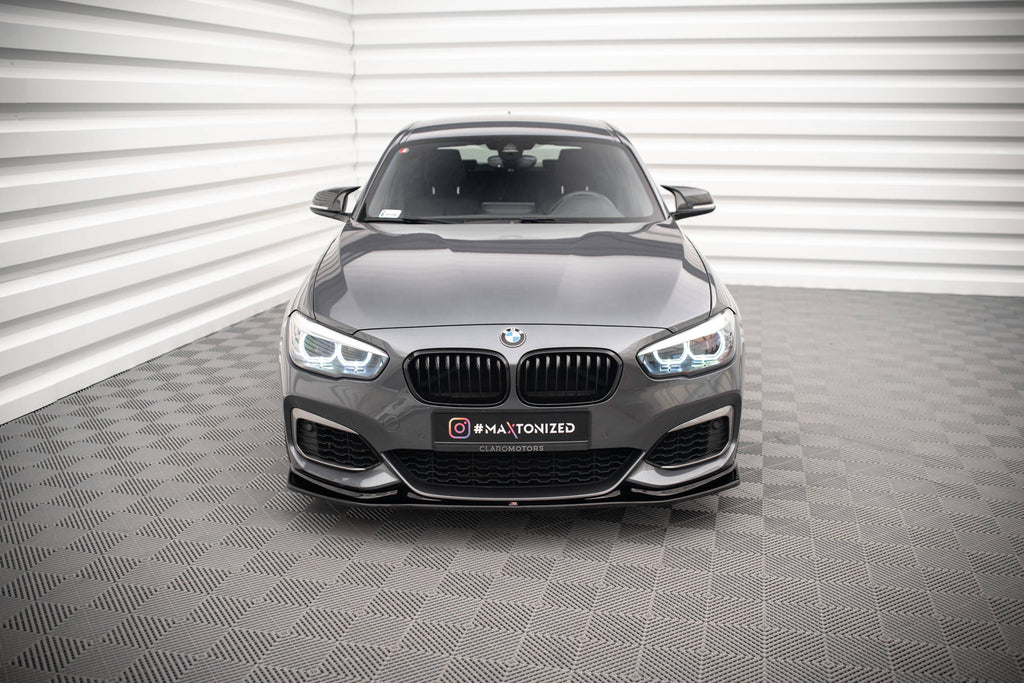 Maxton Design Street+ Spoilerlippe Front Ansatz V.3 passend für BMW 1er F20/F21 M-Power schwarz Hochglanz