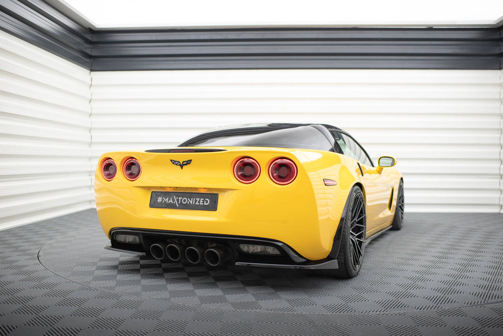 Maxton Design Heck Ansatz Flaps Diffusor passend für Chevrolet Corvette Widebody C6 schwarz Hochglanz