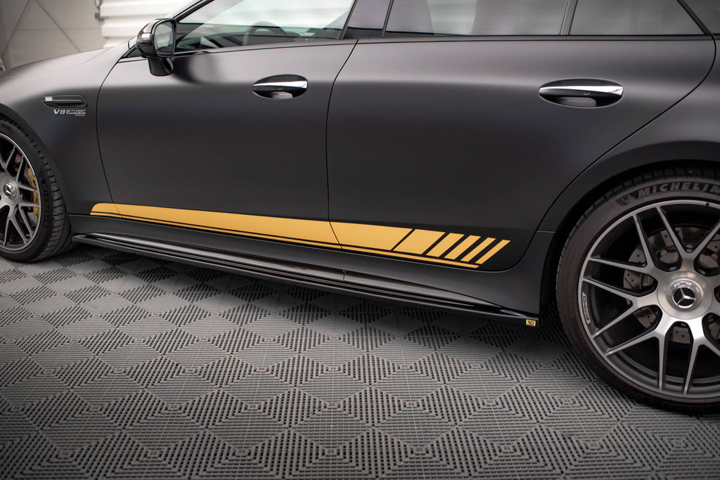 Maxton Design Street+ Seitenschweller Leisten passend für Mercedes-AMG GT 63S 4-Door Coupe X290 schwarz Hochglanz