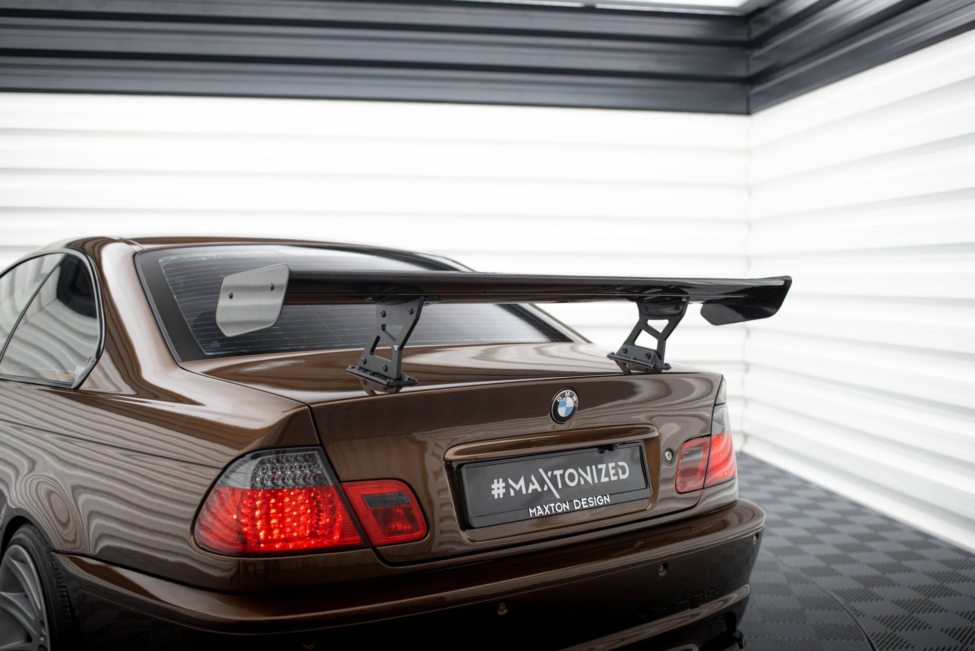 Maxton Design Carbon Spoiler With Internal Brackets Uprights BMW 3er Coupe E46 für BMW 3er E46