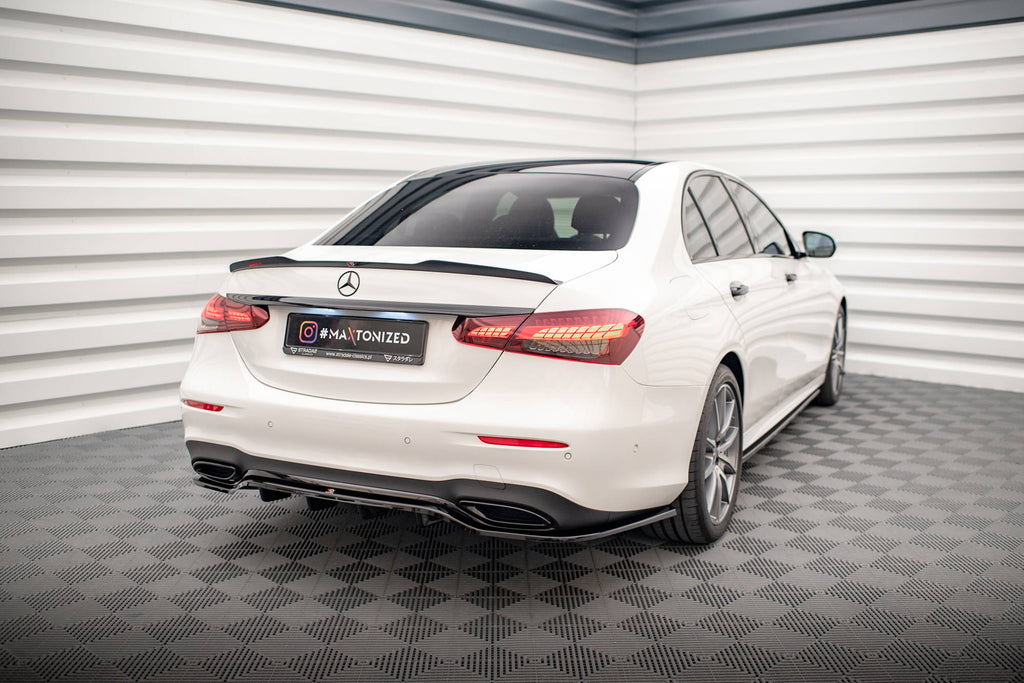 Maxton Design Spoiler CAP passend für Mercedes-Benz E Limousine AMG-Line W213 Facelift schwarz Hochglanz