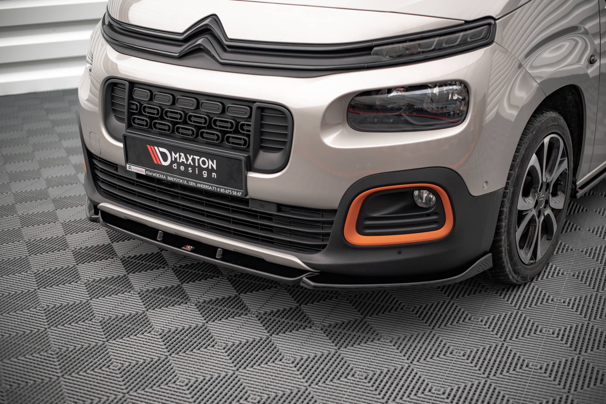 Maxton Design Street+ Spoilerlippe Front Ansatz passend für Citroen Berlingo Mk3 schwarz Hochglanz