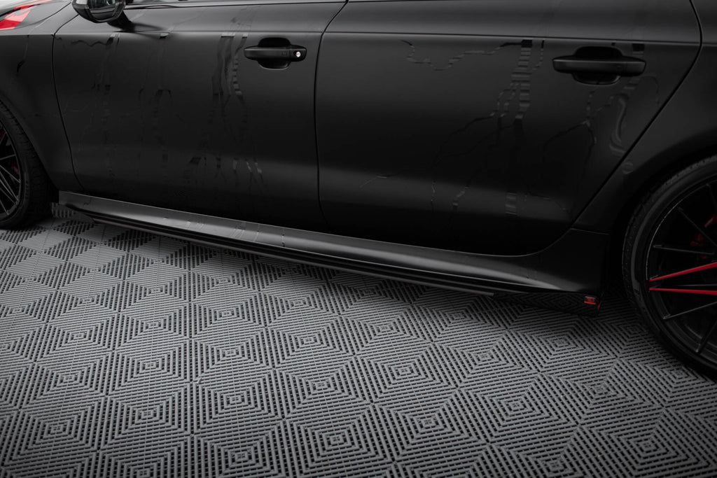 Maxton Design Side Flaps Audi A7 S-Line C7 Schwarz Hochglanz