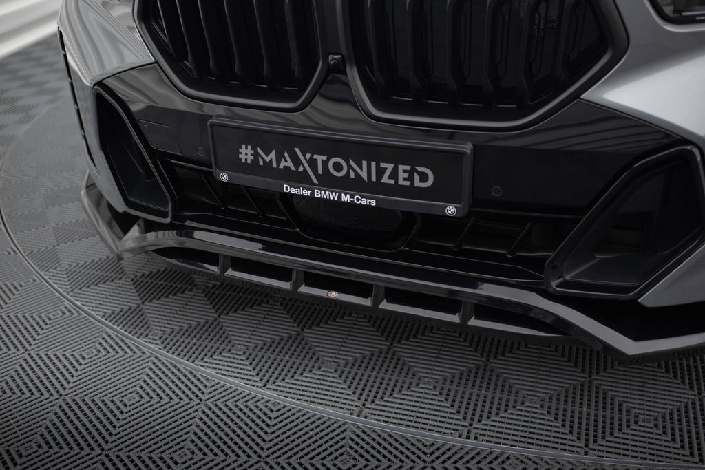 Maxton Design Street+ Spoilerlippe Front Ansatz V.2 passend für BMW X6 M-Paket G06 Facelift schwarz Hochglanz