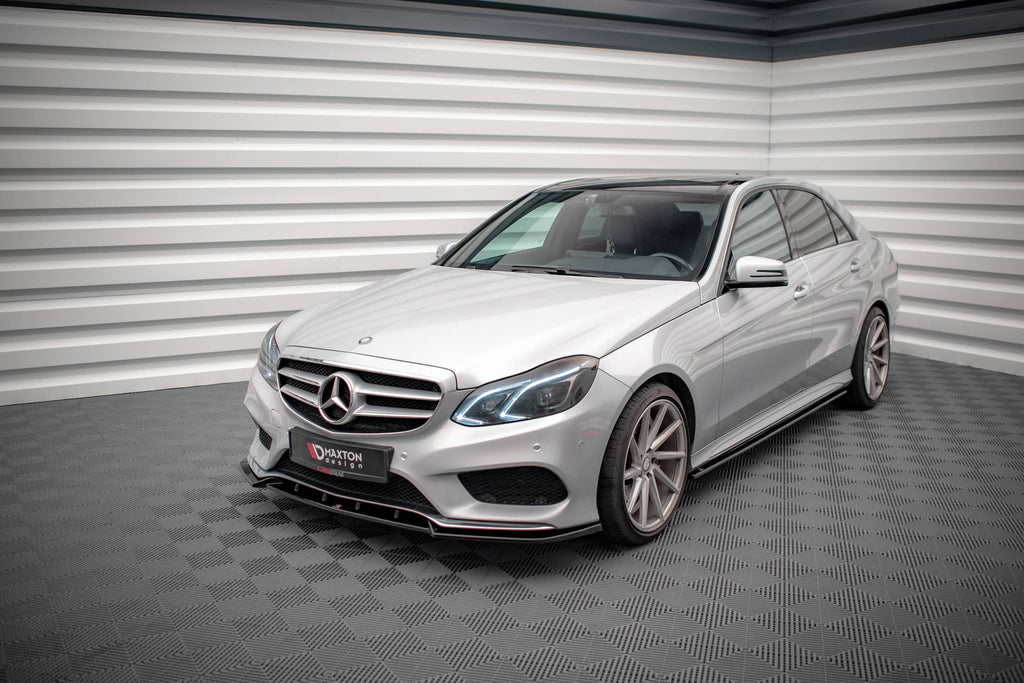 Maxton Design Street+ Spoilerlippe Front Ansatz V.2 passend für Mercedes-Benz E AMG-Line Limousine W212 Facelift schwarz Hochglanz