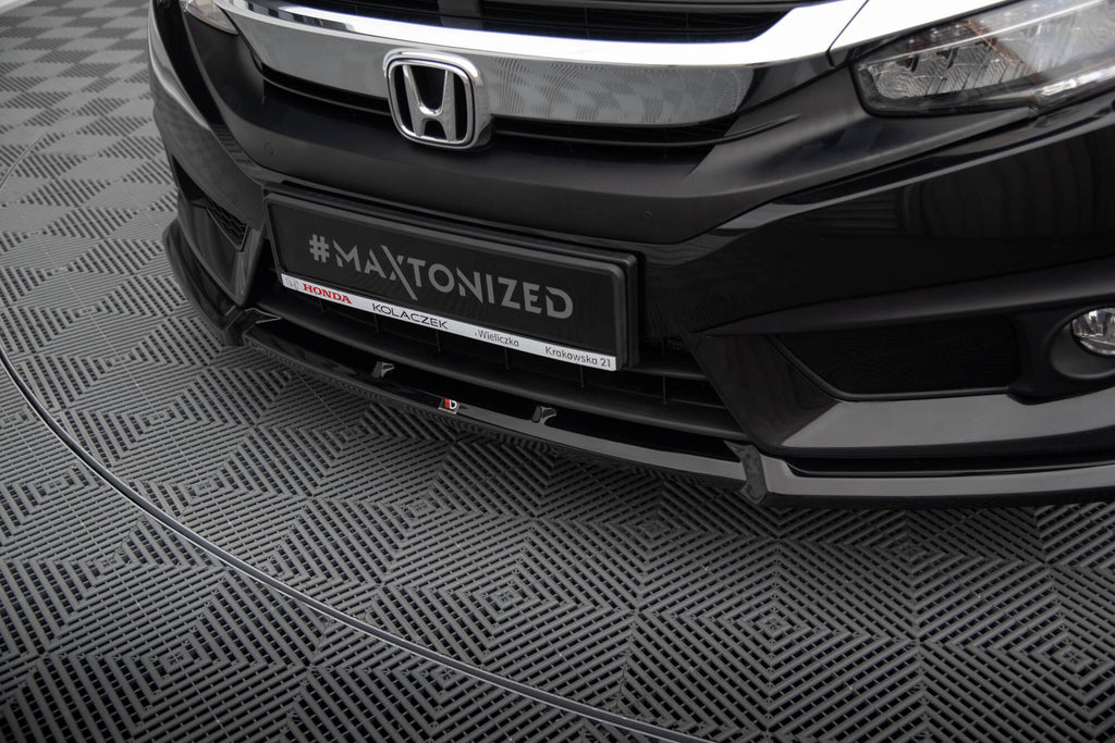 Maxton Design Street+ Spoilerlippe Front Ansatz V.1 passend für Honda Civic Limousine Mk10 schwarz Hochglanz