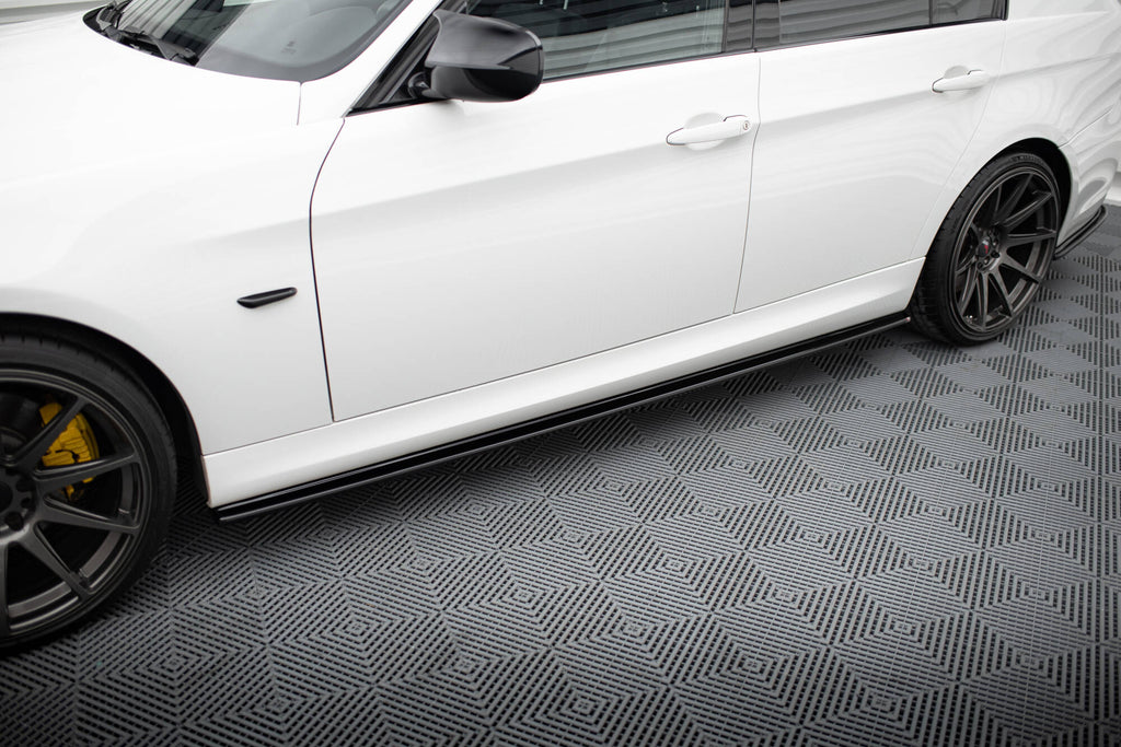 Maxton Design Street+ Seitenschweller Leisten passend für BMW 3er M-Paket Limousine / Touring E90 / E91 schwarz Hochglanz