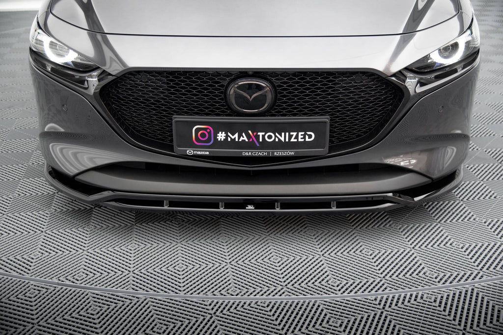 Maxton Design Street+ Spoilerlippe Front Ansatz V.2 passend für Mazda 3 Mk4 schwarz Hochglanz