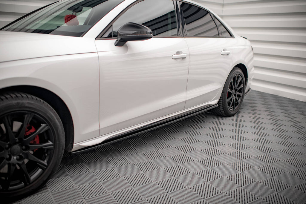 Maxton Design Street+ Seitenschweller Leisten passend für Audi A4 B9 Facelift schwarz Hochglanz