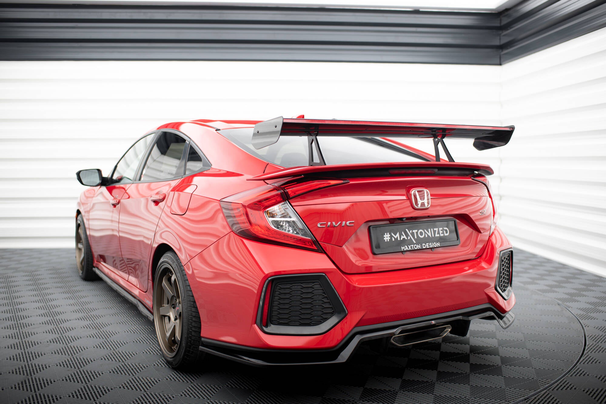 Maxton Design Carbon Spoiler With Upper Swan Mounting + LED Honda Civic SI Mk10 für Honda Civic Mk10