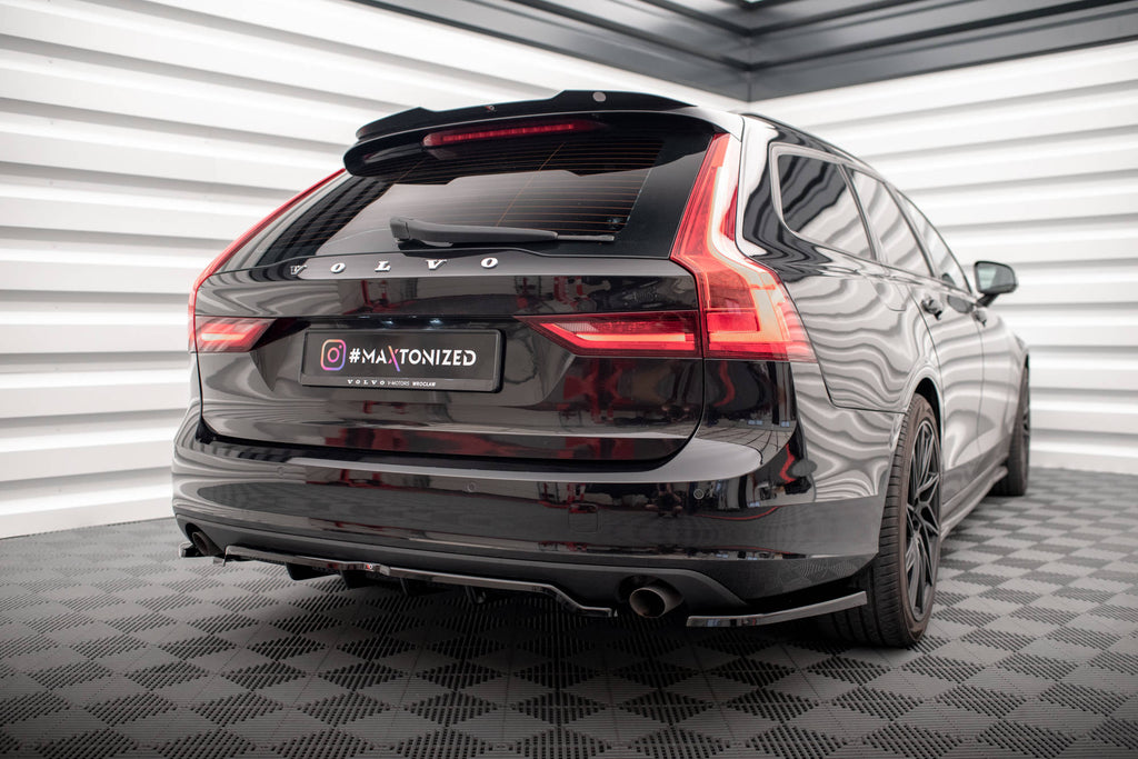 Maxton Design Heck Ansatz Flaps Diffusor passend für Volvo V90 Mk2 schwarz Hochglanz