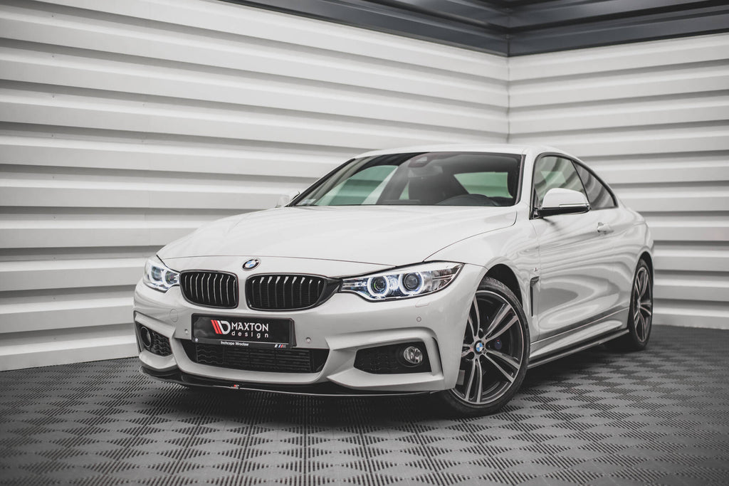 Maxton Design Street+ Spoilerlippe Front Ansatz V.2 passend für BMW 4er Coupe / Gran Coupe / Cabrio M-Paket F32 / F36 / F33 schwarz Hochglanz