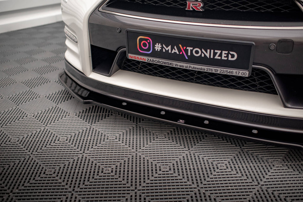 Maxton Design Street+ Spoilerlippe Front Ansatz passend für Nissan GTR R35 Facelift schwarz Hochglanz