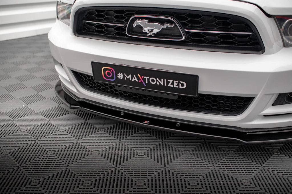 Maxton Design Street+ Spoilerlippe Front Ansatz passend für Ford Mustang Mk5 Facelift schwarz Hochglanz