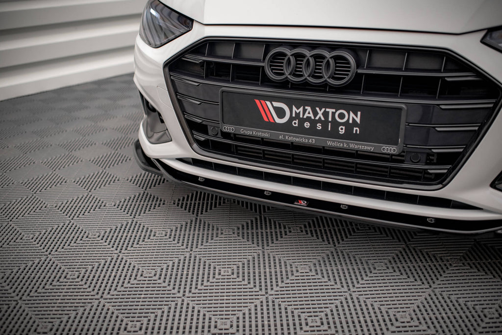 Maxton Design Street+ Spoilerlippe Front Ansatz V.2 passend für Audi A4 B9 Facelift schwarz Hochglanz
