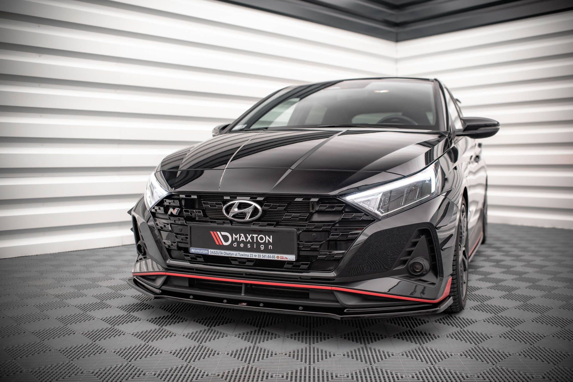 Maxton Design Street+ Spoilerlippe Front Ansatz V.1 passend für Hyundai I20 N Mk3 schwarz Hochglanz