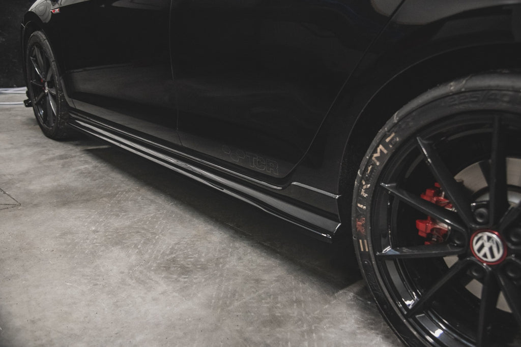 Maxton Design Street+ Seitenschweller Leisten passend für VW Golf GTI TCR Mk7 schwarz Hochglanz
