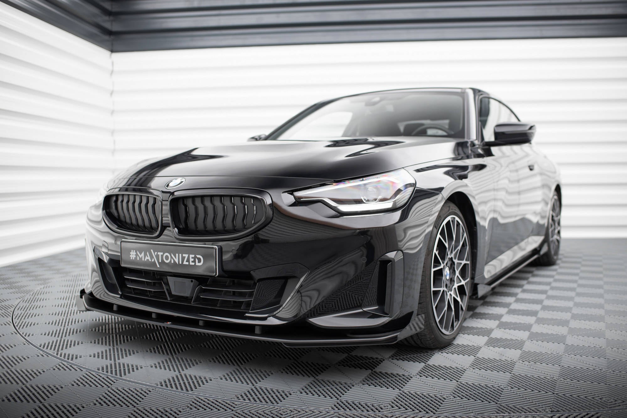 Maxton Design Front Stoßstange Flaps passend für BMW 2 Coupe G42 schwarz Hochglanz