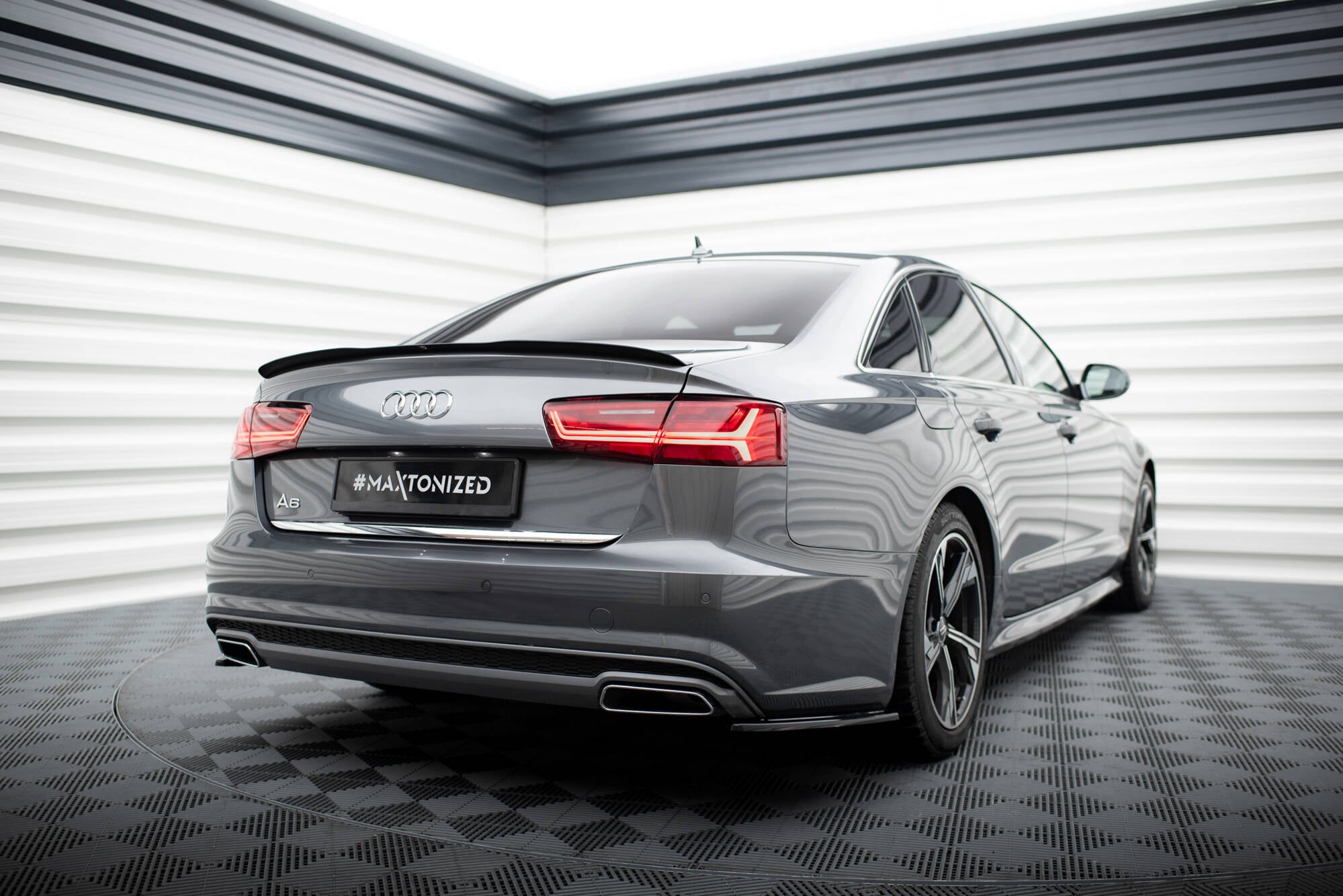 Maxton Design Spoiler CAP passend für Audi A6 / A6 S-line / S6 Limousine C7 Facelift schwarz Hochglanz