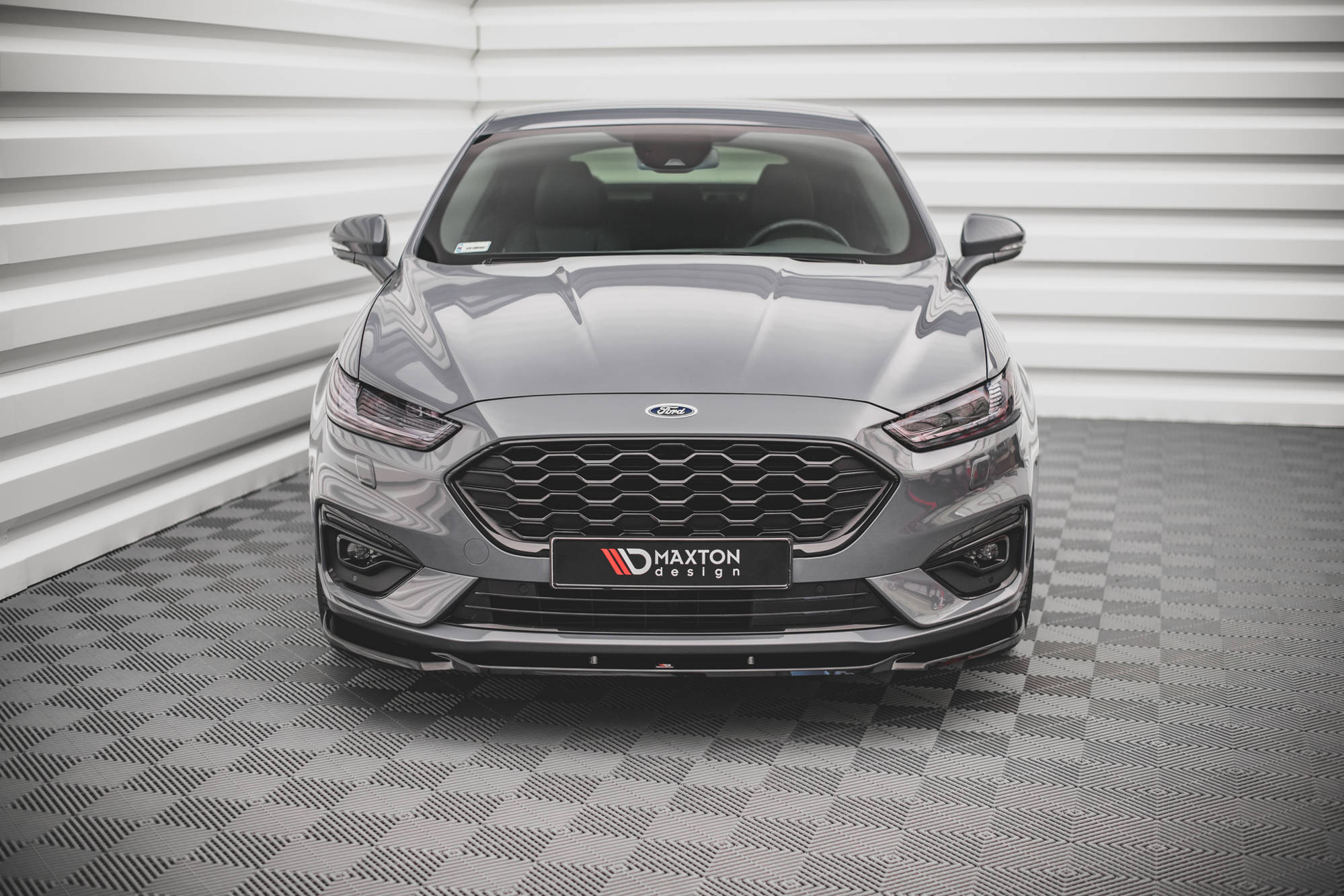 Maxton Design Street+ Spoilerlippe Front Ansatz V.2 passend für Ford Mondeo ST-Line Mk5 Facelift schwarz Hochglanz