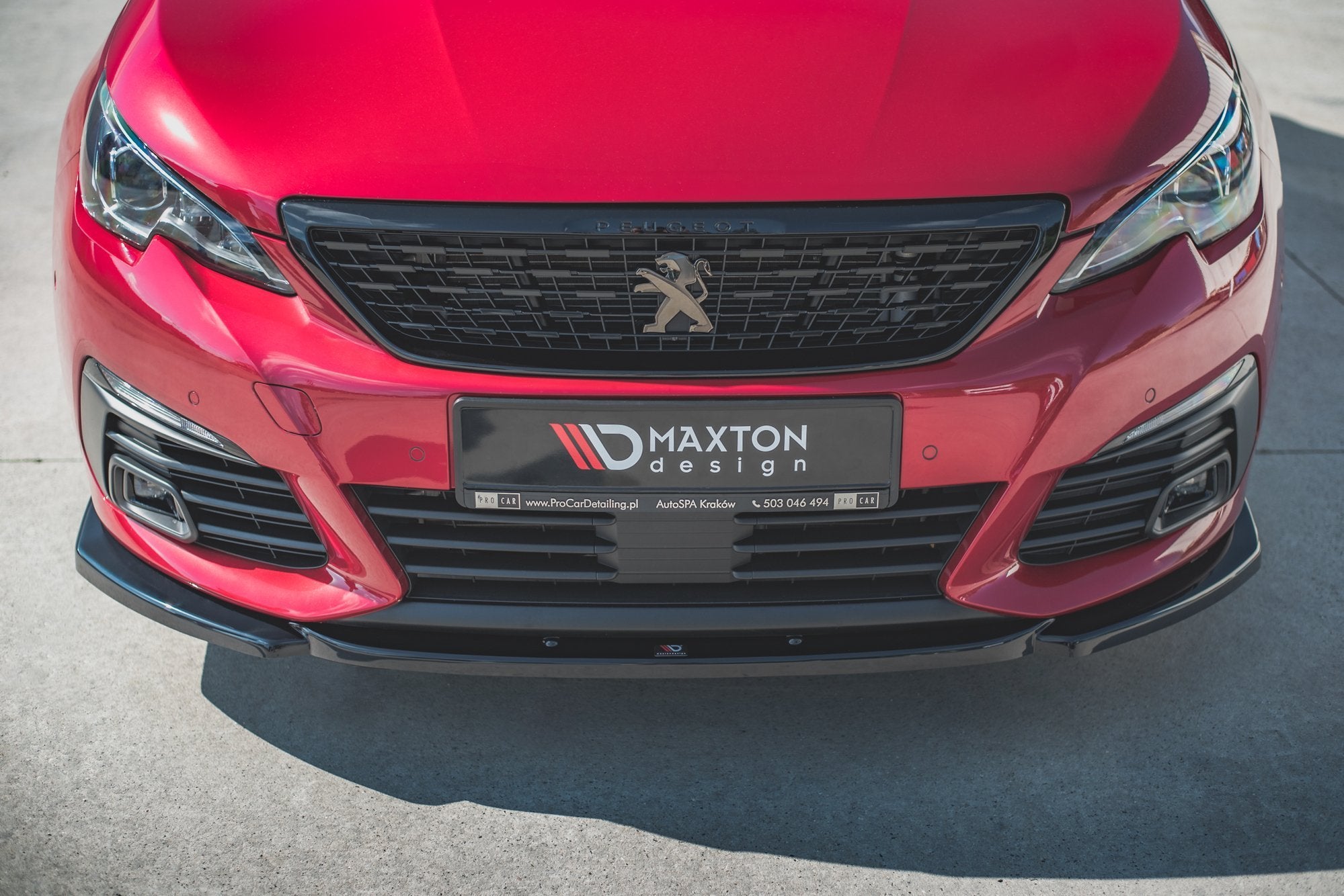 Maxton Design Street+ Spoilerlippe Front Ansatz V.2 passend für Peugeot 308 GT Mk2 Facelift schwarz Hochglanz