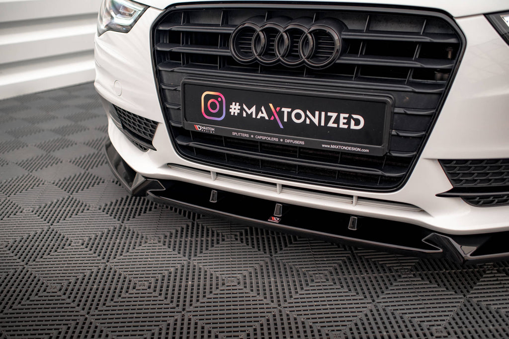 Maxton Design Street+ Spoilerlippe Front Ansatz V.1 passend für Audi A5 Coupe / Sportback 8T Facelift schwarz Hochglanz