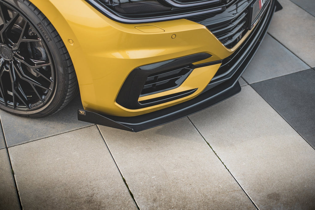 Maxton Design Street Pro Street+ Spoilerlippe Front Ansatz passend für + Flaps passend für VW Arteon R-Line Limousine / Shooting Brake Mk1 schwarz Hochglanz