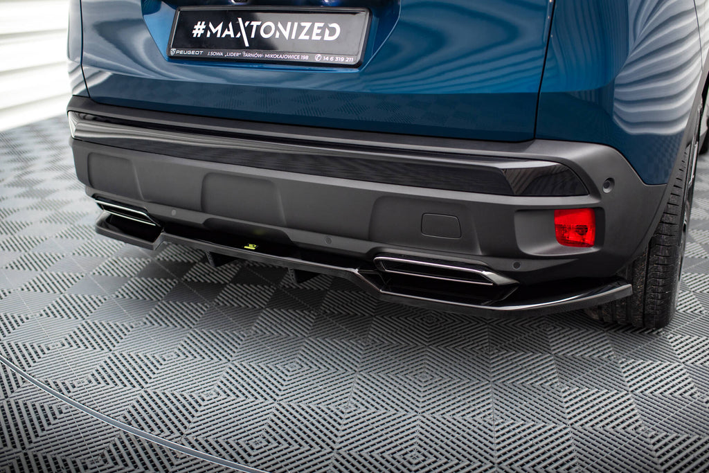 Maxton Design Street+ Mittlerer Diffusor RACE passend für Peugeot 3008 GT-Line Mk2 Facelift schwarz Hochglanz