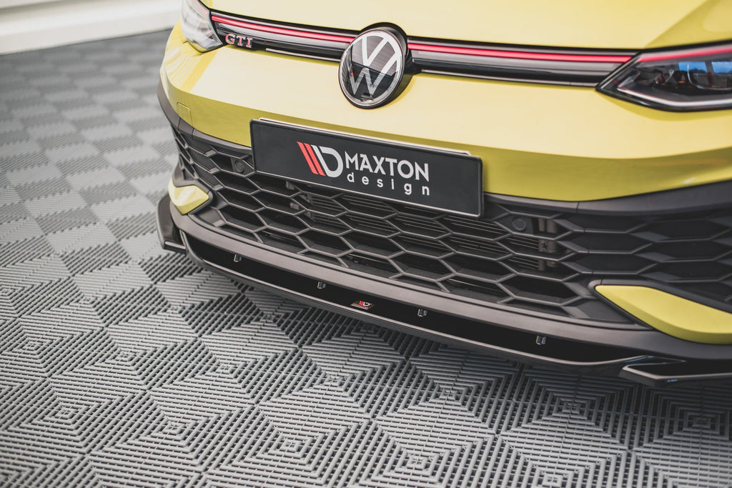 Maxton Design Street+ Spoilerlippe Front Ansatz V.2 passend für VW Golf GTI Clubsport Mk8 schwarz Hochglanz