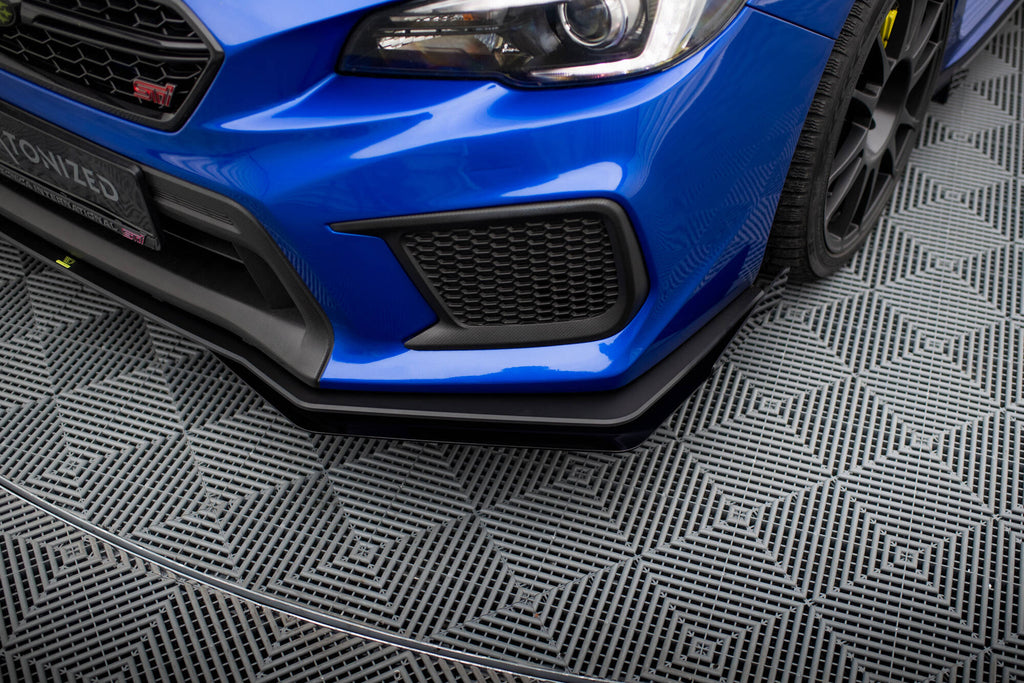 Maxton Design Street Pro Street+ Spoilerlippe Front Ansatz + Flaps passend für Subaru WRX STI Mk1 Facelift schwarz Hochglanz