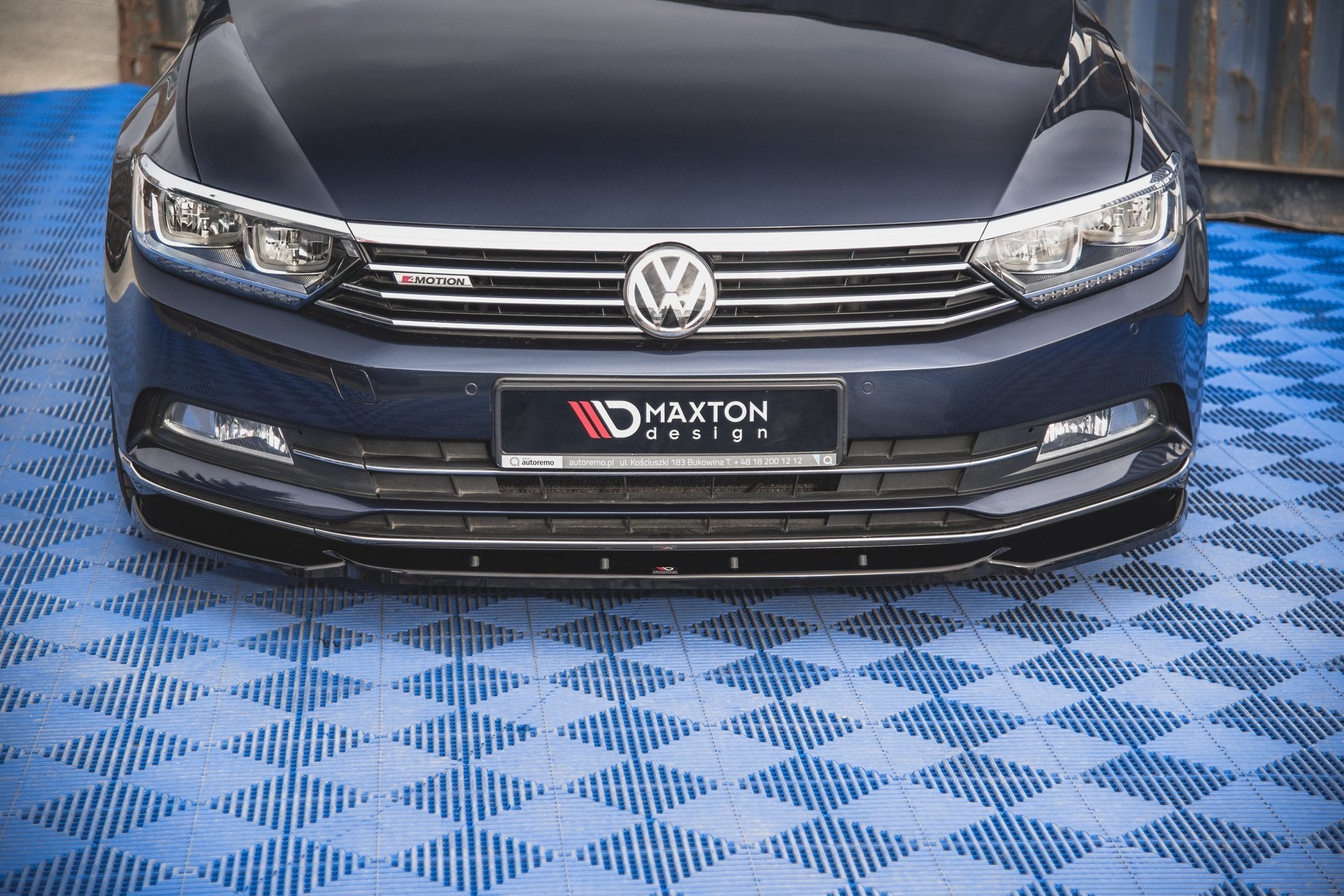 Maxton Design Street+ Spoilerlippe Front Ansatz V.1 passend für VW Passat B8 schwarz Hochglanz