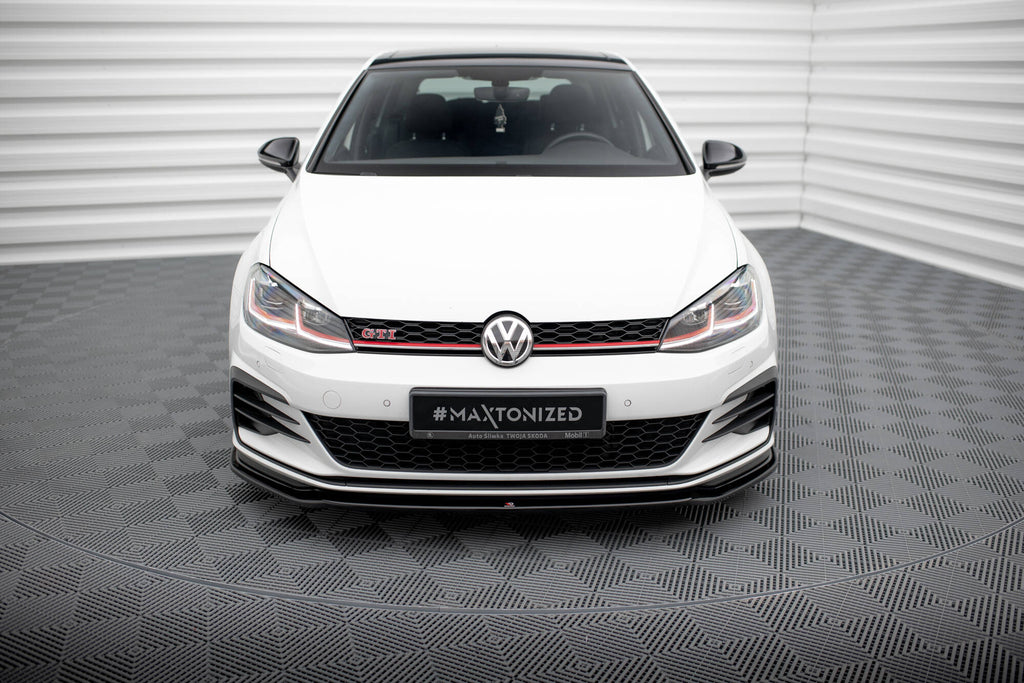 Maxton Design Street+ Spoilerlippe Front Ansatz V.2 passend für VW Golf GTI / GTD Mk7 Facelift schwarz Hochglanz