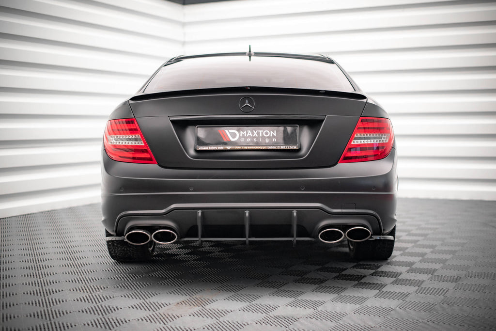 Maxton Design Spoiler CAP passend für Mercedes-Benz C Limousine Standard / AMG-Line W204 / W204 Facelift schwarz Hochglanz