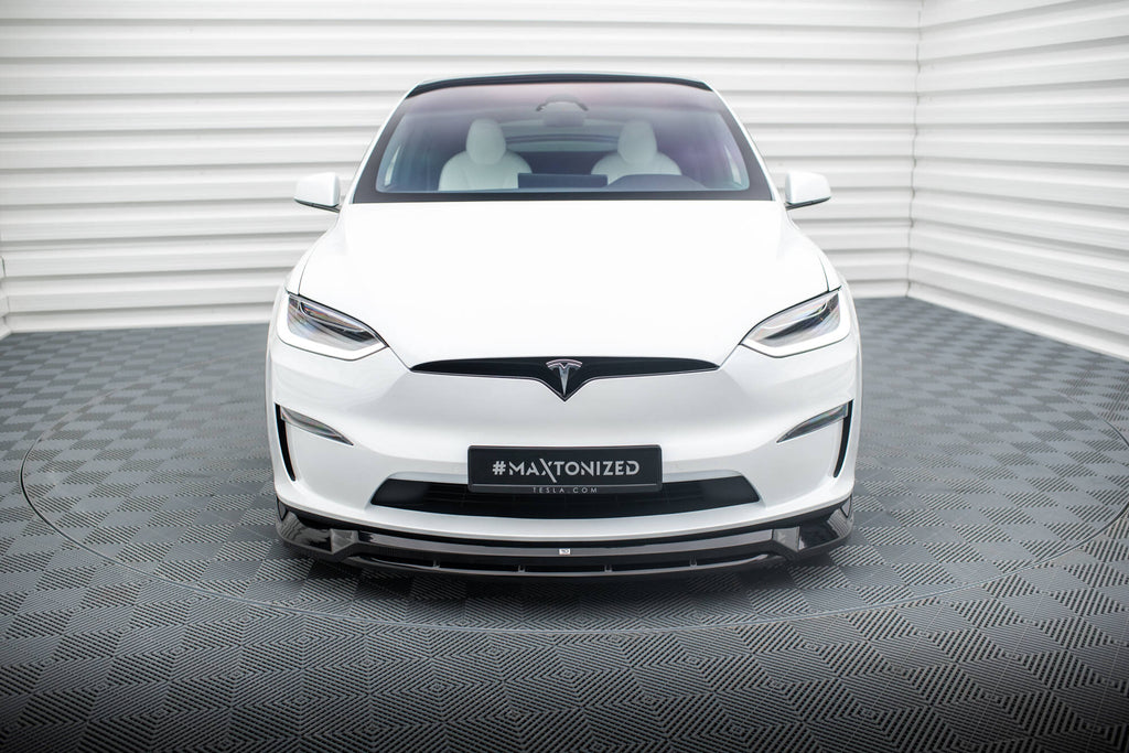 Maxton Design Street+ Spoilerlippe Front Ansatz V.1 passend für Tesla Model X Mk1 Facelift schwarz Hochglanz