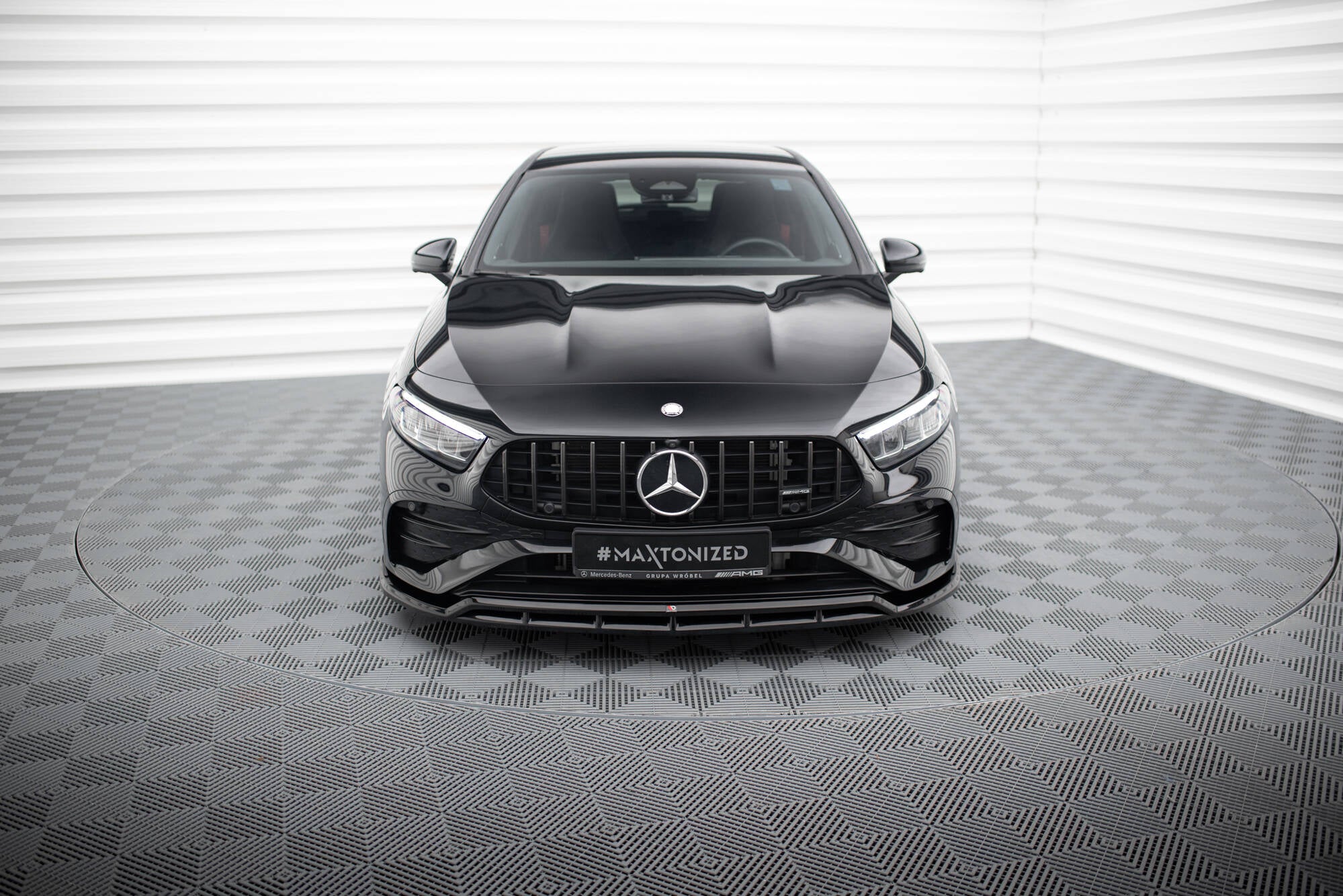 Maxton Design Street+ Spoilerlippe Front Ansatz passend für Mercedes-AMG A35 / A AMG-Line W177 Facelift schwarz Hochglanz