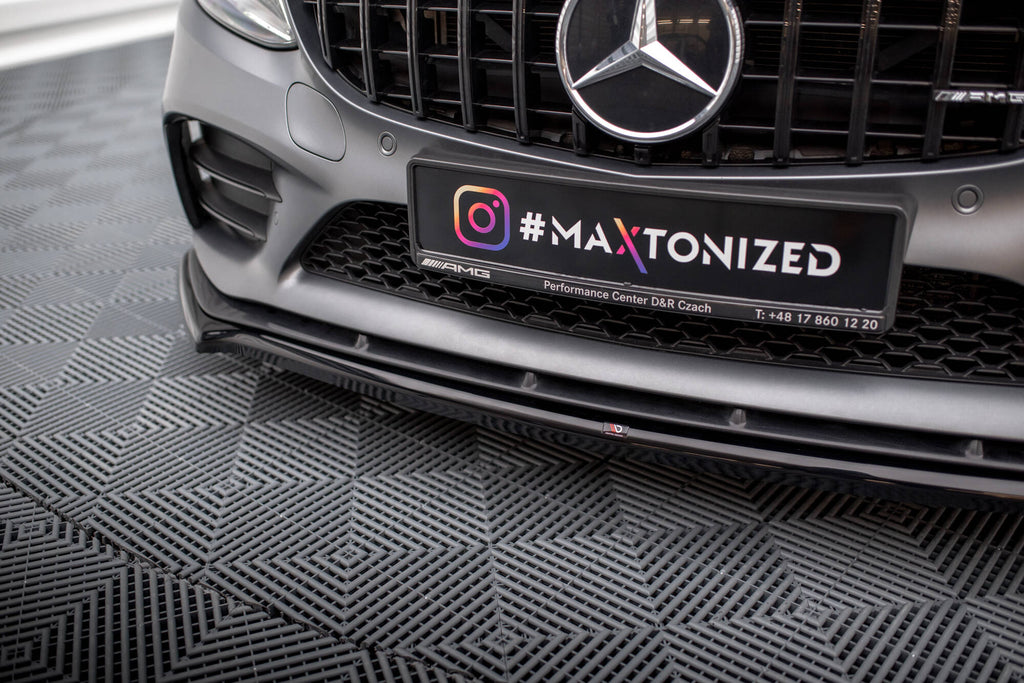 Maxton Design Street+ Spoilerlippe Front Ansatz V.1 passend für Mercedes-AMG C43 Coupe / Cabrio / Limousine / Kombi C205 / A205 / W205 / S205 Facelift schwarz Hochglanz
