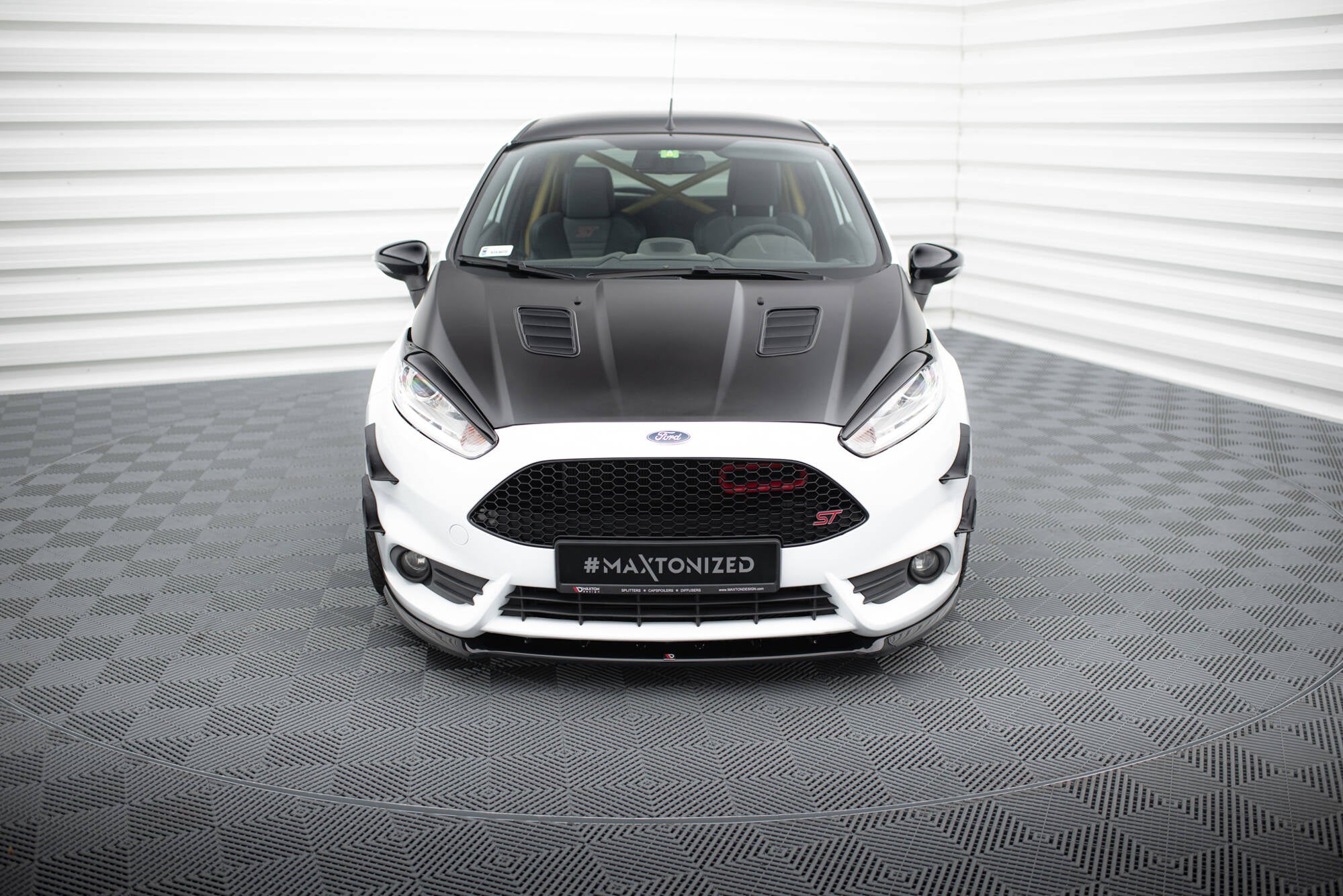 Maxton Design Motorhauben Luftschlitze Ford Fiesta ST Mk7 Facelift schwarz Hochglanz für Ford Fiesta ST
