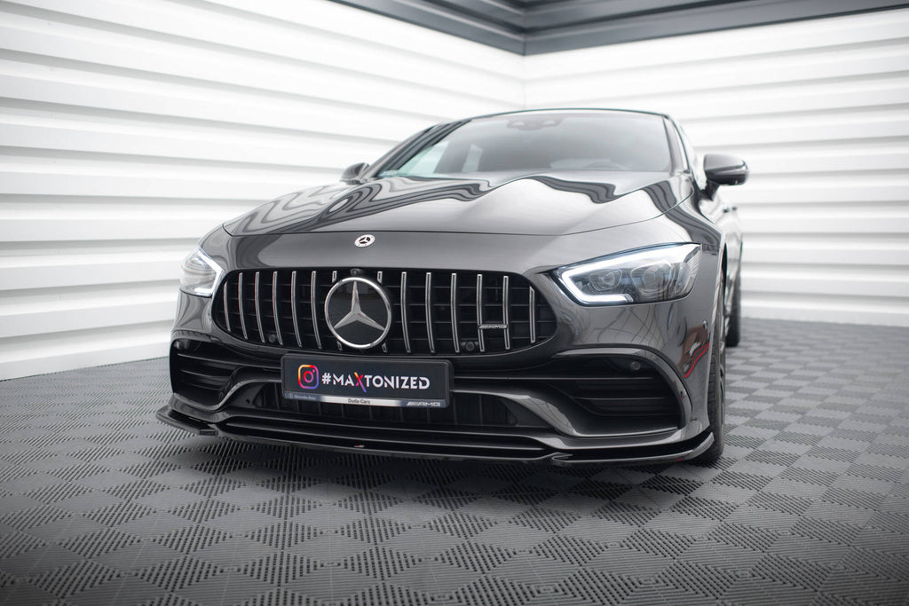 Maxton Design Street+ Spoilerlippe Front Ansatz V.1 passend für Mercedes-AMG GT 53 4-Door Coupe X290 schwarz Hochglanz