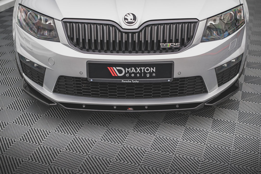 Maxton Design Street+ Spoilerlippe Front Ansatz V.4 passend für Skoda Octavia RS Mk3 schwarz Hochglanz
