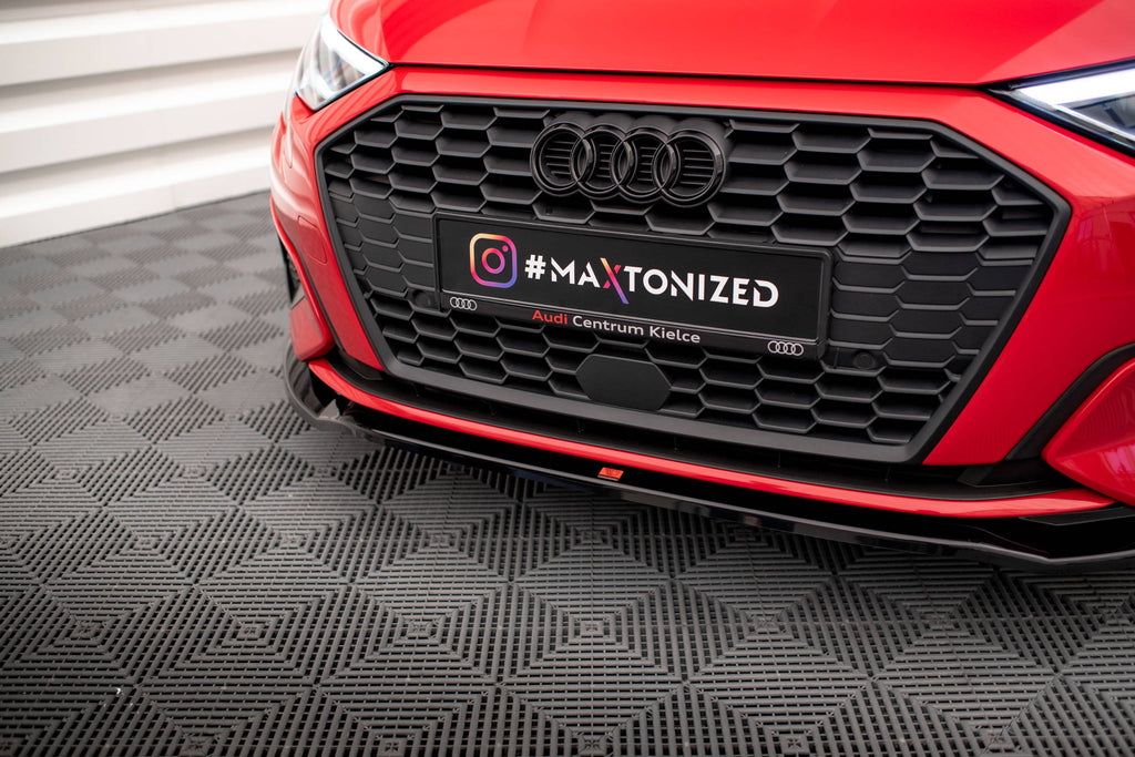 Maxton Design Street+ Spoilerlippe Front Ansatz V.2 passend für Audi A3 8Y schwarz Hochglanz