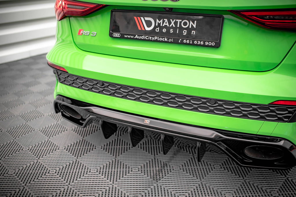 Maxton Design Diffusor Heck Ansatz passend für Audi RS3 8Y schwarz Hochglanz