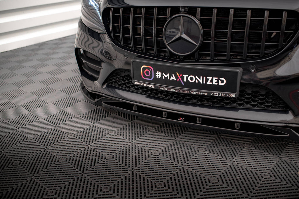 Maxton Design Street+ Spoilerlippe Front Ansatz V.2 passend für Mercedes-Benz C AMG Line Limousine / Coupe / Kombi W205 / C205 / S205 Facelift schwarz Hochglanz