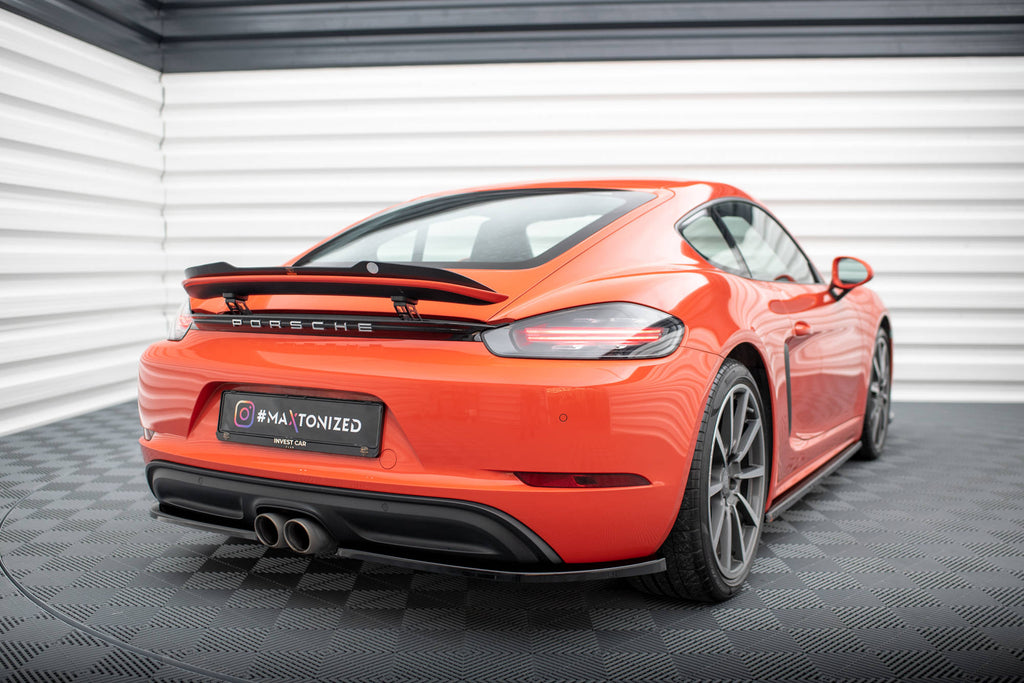 Maxton Design Heck Ansatz Flaps Diffusor passend für Porsche 718 Cayman 982c schwarz Hochglanz