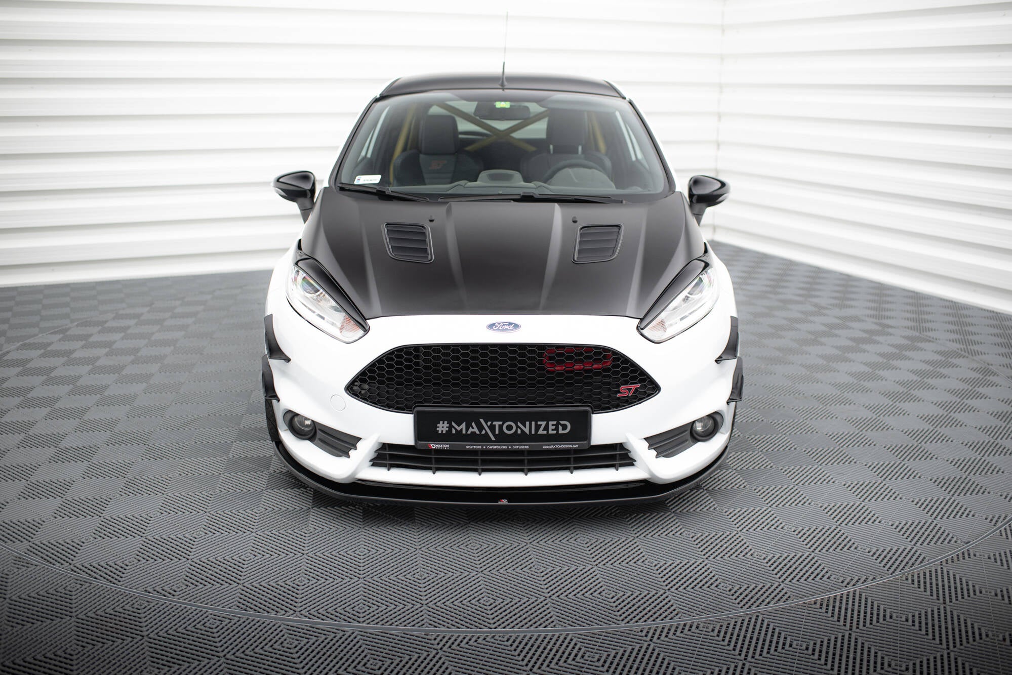 Maxton Design Street+ Spoilerlippe Front Ansatz V.2 passend für Ford Fiesta ST Mk7 FL schwarz Hochglanz