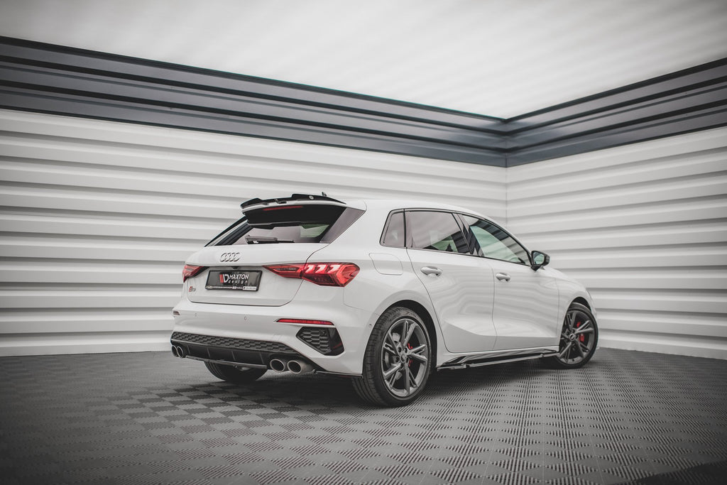 Maxton Design Street+ Seitenschweller Leisten passend für V.1 passend für Audi S3 / A3 S-Line Sportback / Limousine 8Y / 8Y Facelift schwarz Hochglanz
