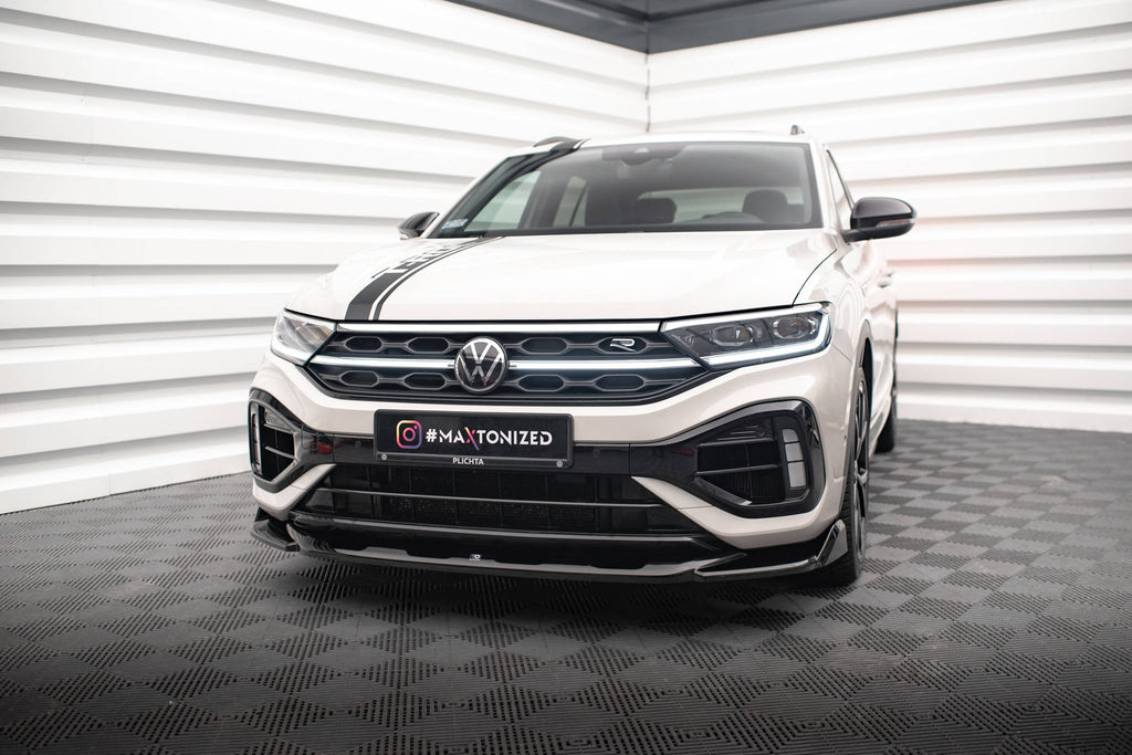 Maxton Design Street+ Spoilerlippe Front Ansatz V.2 passend für VW T-Roc R / R-Line Mk1 Facelift schwarz Hochglanz