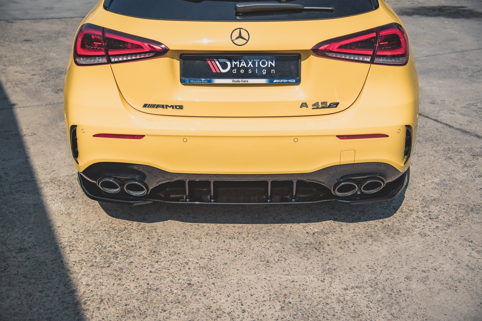 Maxton Design Heck Ansatz Flaps Diffusor passend für Mercedes-AMG A 45 S Aero Pack W177 schwarz Hochglanz