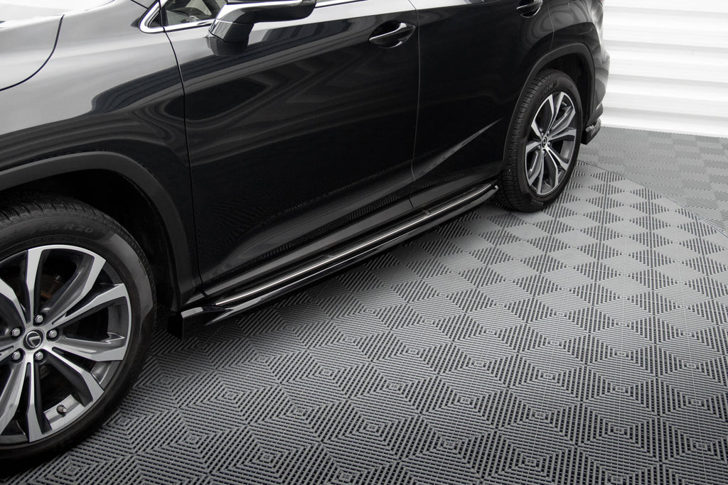 Maxton Design Street+ Seitenschweller Leisten passend für Lexus RX Mk4 Facelift (Version mit OEM-Trittbrettern) schwarz Hochglanz