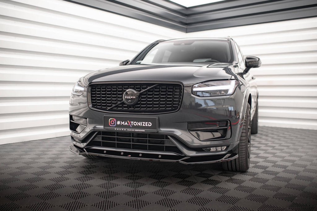 Maxton Design Street+ Spoilerlippe Front Ansatz V.1 passend für Volvo XC90 R-Design Mk2 Facelift schwarz Hochglanz